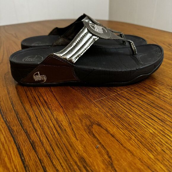 FitFlop 5100 Gold Bronze Toning Walking Flip‎ Flops Sandals Shoes Size 9 - Picture 3 of 7